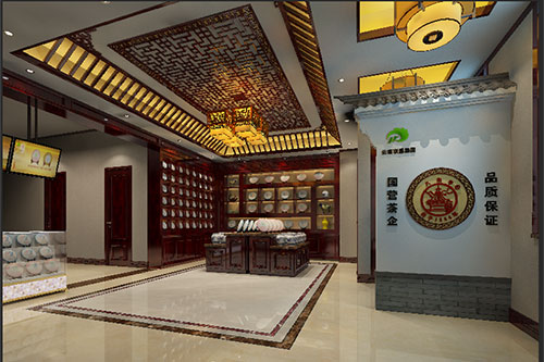 平凉古朴典雅的中式茶叶店大堂设计效果图